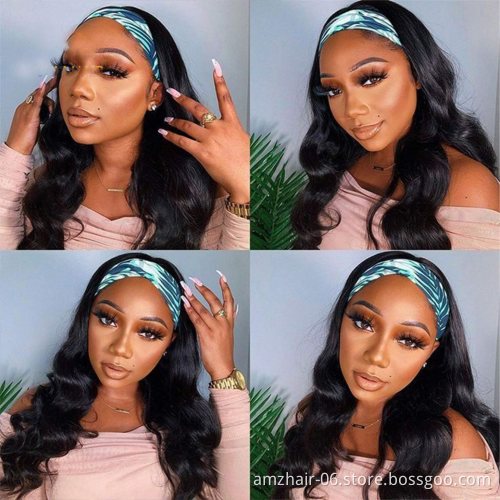 Wholesale Cheap Virgin Brazilian Cuticle Aligned 100%Human Hair Headband Wig 150% Density Glueless None Lace Wig For Black Women